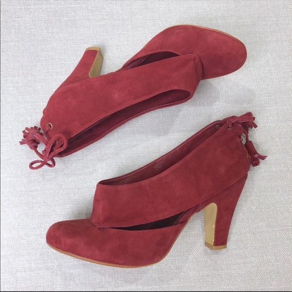 JEFFREY CAMPBELL Mabel Red Suede Booties 10 - Picture 7 of 7